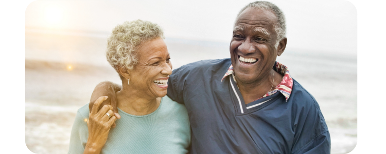 Photo of older couple on the beach