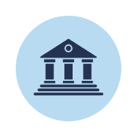 Icon of a blue bank