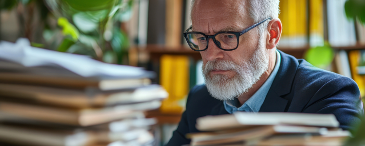 Photo of Older man looking over files
