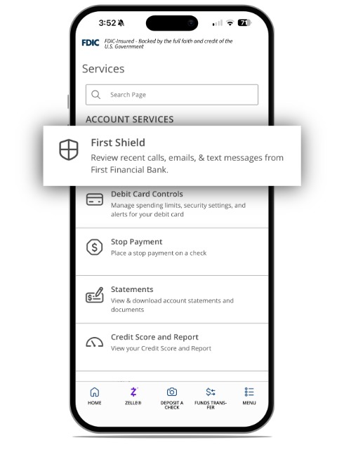 First Shield - Services Screen