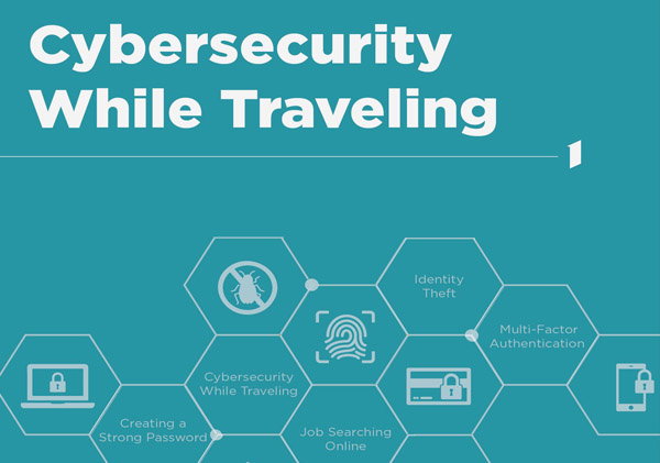 simple image that reads cybersecurity while traveling