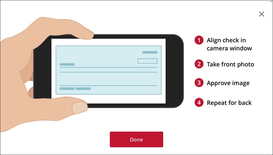 use your phone to snap a photo of your check and approve the image to submit