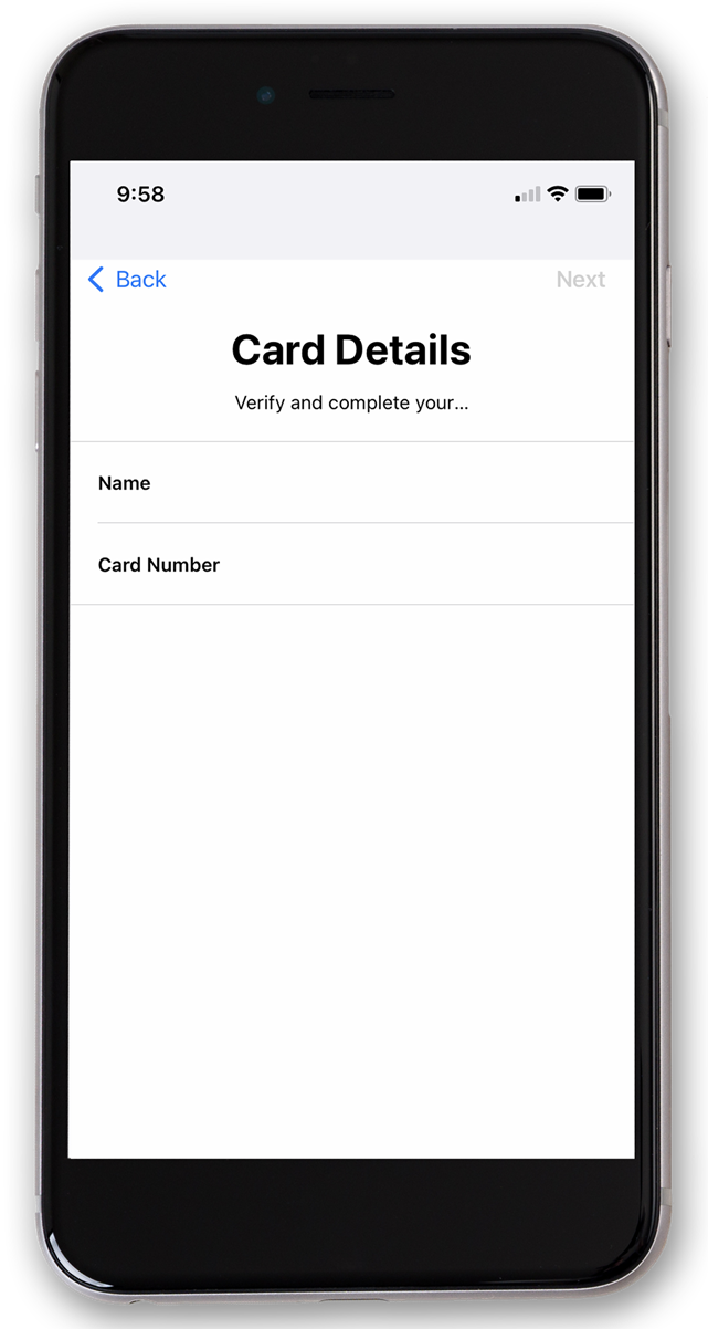 image displaying the card details screen on apple wallet